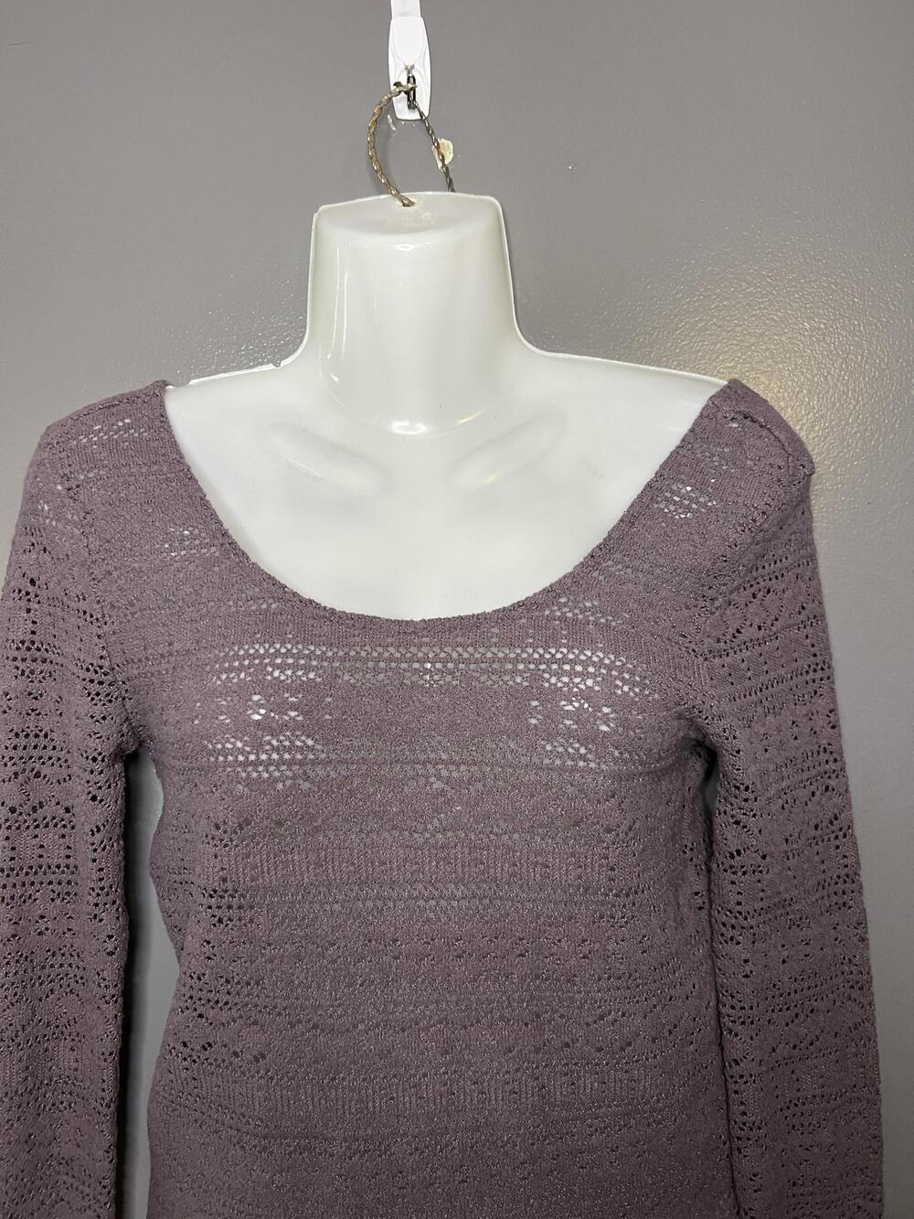 American Eagle Outfitters Sweater Womens Small Purple Open Knit Long Sleeve